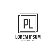Initial PL logo template with modern frame. Minimalist PL letter logo vector illustration