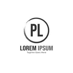 Initial PL logo template with modern frame. Minimalist PL letter logo vector illustration