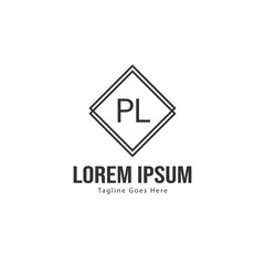 Fototapeta premium Initial PL logo template with modern frame. Minimalist PL letter logo vector illustration