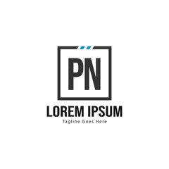 Initial PN logo template with modern frame. Minimalist PN letter logo vector illustration