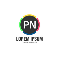 Initial PN logo template with modern frame. Minimalist PN letter logo vector illustration