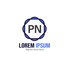 Initial PN logo template with modern frame. Minimalist PN letter logo vector illustration