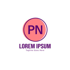 Initial PN logo template with modern frame. Minimalist PN letter logo vector illustration