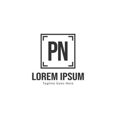 Initial PN logo template with modern frame. Minimalist PN letter logo vector illustration
