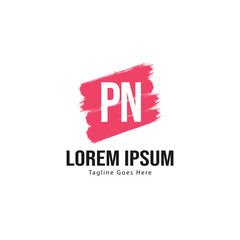 Initial PN logo template with modern frame. Minimalist PN letter logo vector illustration