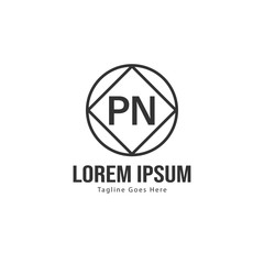 Initial PN logo template with modern frame. Minimalist PN letter logo vector illustration