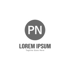 Initial PN logo template with modern frame. Minimalist PN letter logo vector illustration