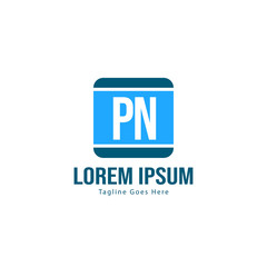 Initial PN logo template with modern frame. Minimalist PN letter logo vector illustration