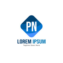 Obraz premium Initial PN logo template with modern frame. Minimalist PN letter logo vector illustration