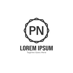 Initial PN logo template with modern frame. Minimalist PN letter logo vector illustration