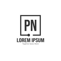 Initial PN logo template with modern frame. Minimalist PN letter logo vector illustration