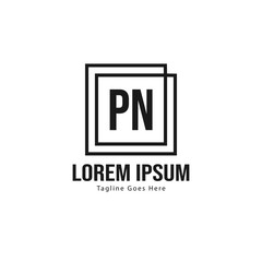 Initial PN logo template with modern frame. Minimalist PN letter logo vector illustration