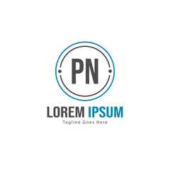 Initial PN logo template with modern frame. Minimalist PN letter logo vector illustration