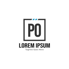 Initial PO logo template with modern frame. Minimalist PO letter logo vector illustration