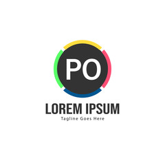 Initial PO logo template with modern frame. Minimalist PO letter logo vector illustration
