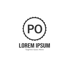 Initial PO logo template with modern frame. Minimalist PO letter logo vector illustration