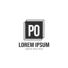 Initial PO logo template with modern frame. Minimalist PO letter logo vector illustration