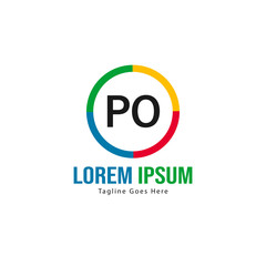 Initial PO logo template with modern frame. Minimalist PO letter logo vector illustration