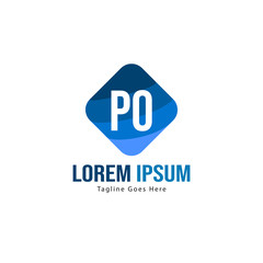 Initial PO logo template with modern frame. Minimalist PO letter logo vector illustration