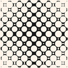 Vector halftone circles pattern. Geometric seamless texture with morphing shapes