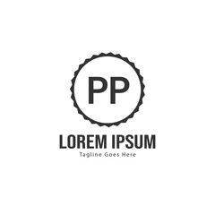 Initial PP logo template with modern frame. Minimalist PP letter logo vector illustration
