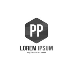 Initial PP logo template with modern frame. Minimalist PP letter logo vector illustration