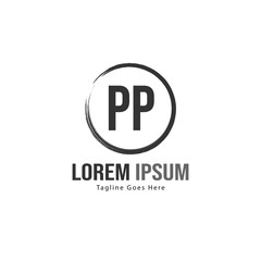 Initial PP logo template with modern frame. Minimalist PP letter logo vector illustration