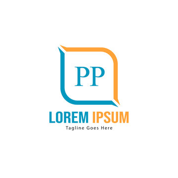 Initial PP logo template with modern frame. Minimalist PP letter logo vector illustration