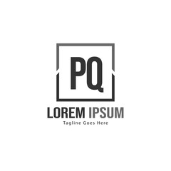 Initial PQ logo template with modern frame. Minimalist PQ letter logo vector illustration