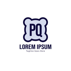 Initial PQ logo template with modern frame. Minimalist PQ letter logo vector illustration