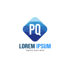 Initial PQ logo template with modern frame. Minimalist PQ letter logo vector illustration