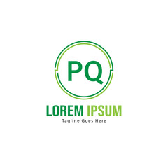 Initial PQ logo template with modern frame. Minimalist PQ letter logo vector illustration