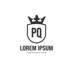 Initial PQ logo template with modern frame. Minimalist PQ letter logo vector illustration