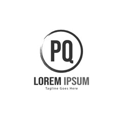 Initial PQ logo template with modern frame. Minimalist PQ letter logo vector illustration