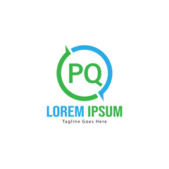 Initial PQ logo template with modern frame. Minimalist PQ letter logo vector illustration