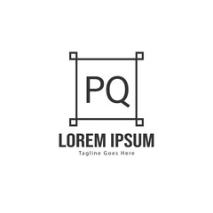 Initial PQ logo template with modern frame. Minimalist PQ letter logo vector illustration