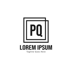 Initial PQ logo template with modern frame. Minimalist PQ letter logo vector illustration