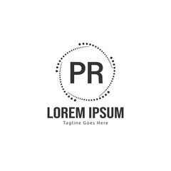 Initial PR logo template with modern frame. Minimalist PR letter logo vector illustration