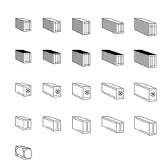 Cargo containers - icon outline set, export, shipping and logistics lineal Icon Set of tips cargo, Shipping. Isolated vector illustration.