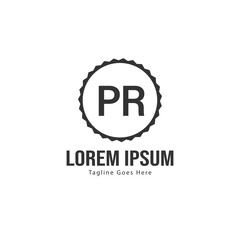 Initial PR logo template with modern frame. Minimalist PR letter logo vector illustration