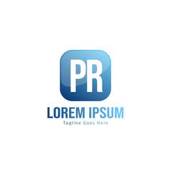 Initial PR logo template with modern frame. Minimalist PR letter logo vector illustration