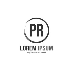 Initial PR logo template with modern frame. Minimalist PR letter logo vector illustration