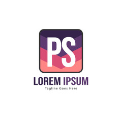 Initial PS logo template with modern frame. Minimalist PS letter logo vector illustration