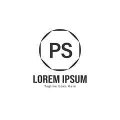 Initial PS logo template with modern frame. Minimalist PS letter logo vector illustration