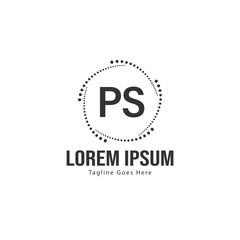Initial PS logo template with modern frame. Minimalist PS letter logo vector illustration