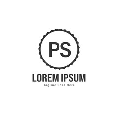 Initial PS logo template with modern frame. Minimalist PS letter logo vector illustration