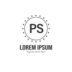 Initial PS logo template with modern frame. Minimalist PS letter logo vector illustration