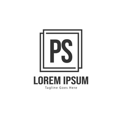 Initial PS logo template with modern frame. Minimalist PS letter logo vector illustration