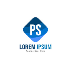 Initial PS logo template with modern frame. Minimalist PS letter logo vector illustration