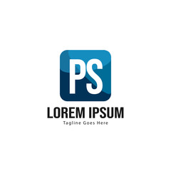 Initial PS logo template with modern frame. Minimalist PS letter logo vector illustration
